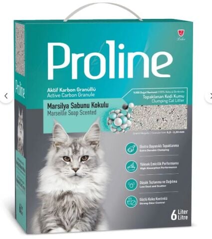 Proline Aktif Karbon Tanecikli Marsilya Sabunu Kokulu Kedi Kumu 6 lt