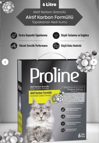Proline Aktif Karbon Granüllü Bentonit Kedi Kumu 6 lt