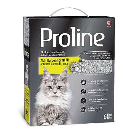 Proline Aktif Karbon Granüllü Bentonit Kedi Kumu 6 lt