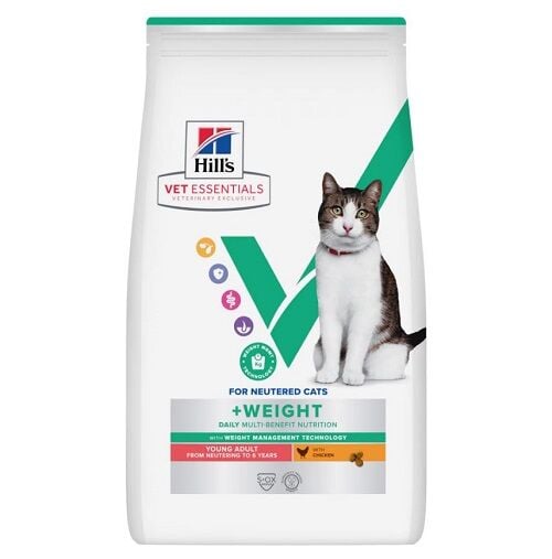 Hill's Vet Essentials Multi-Benefit + Weight Genç Yetişkin Kısır Tavuklu Kedi Kuru Maması 3 kg. (stt: 01/2028)