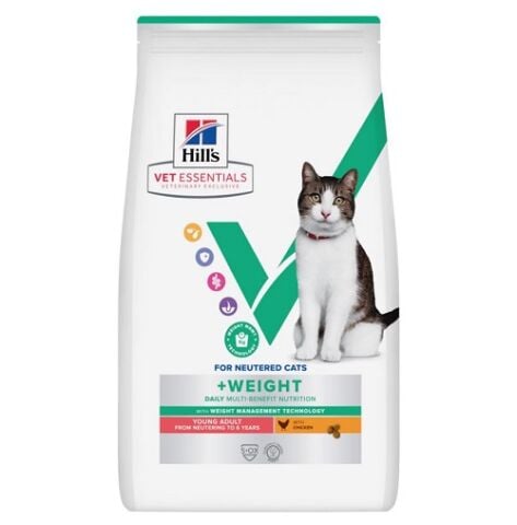 Hill's Vet Essentials Multi-Benefit + Weight Genç Yetişkin Kısır Tavuklu Kedi Kuru Maması 3 kg. (stt: 01/2028)