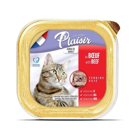 Plaisir Pate Sığır Etli Yetişkin Kedi Yaş Maması 100 Gr(stt.12/2027)
