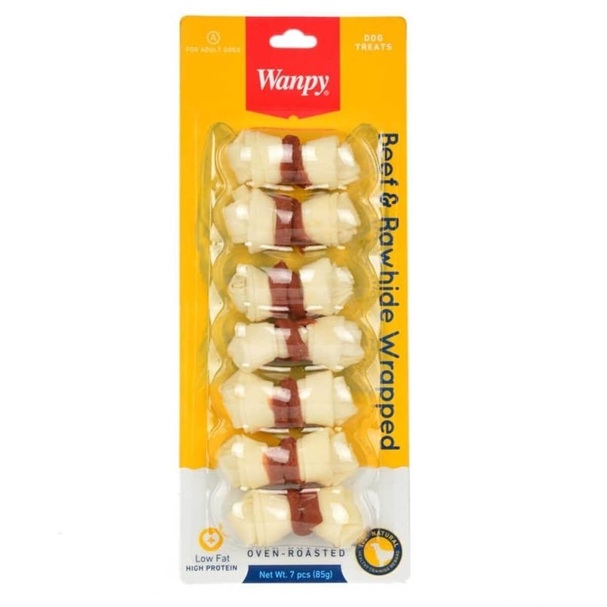 Wanpy Biftek Sargılı Düğümlü Köpek Ödül Kemikleri (7 adet) 85 gr (stt.12/2026)
