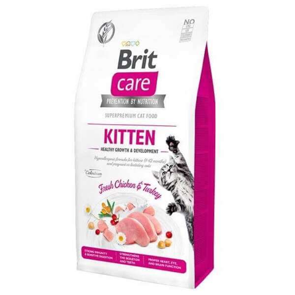 Brit Care Hypo-Allergenic Sağlıklı Büyüme için Tavuklu ve Hindili Tahılsız Yavru Kedi Maması 2kg(stt.12/2026)