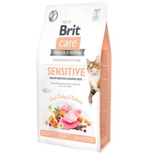 Brit Care Sensitive Hypo-Allergenic Somonlu Ve Hindili Tahılsız Yetişkin Kedi Maması 2 Kg(stt.03/2026)