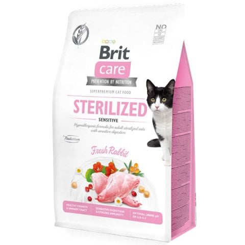 Brit Care Hipoalerjenik Sterilized Sensitive Tavşanlı Tahılsız Kısırlaştırılmış Kedi Maması 2 Kg (stt.05/2027)