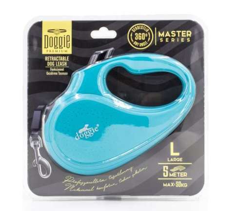 Doggie Otomatik Uzatma Tasması Master Açık Mavi L-50 Kg 5 Mt