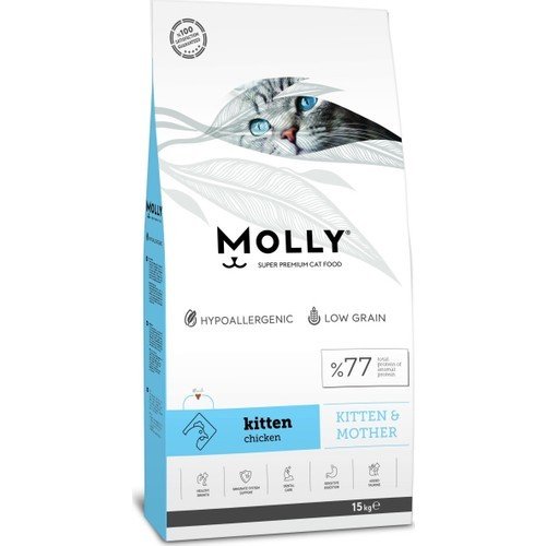 Molly Düşük Tahıllı Hipoalerjenik (Kitten & Mother) Yavru Kedi Maması 15 Kg (stt.12/2026)