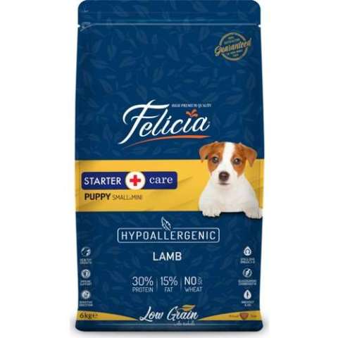 Felicia  Puppy Düşük Tahıllı Küçük ve Orta(Small-Mini) Irk Kuzu Etli Yavru Köpek Maması 6 Kg (stt.11/2026)