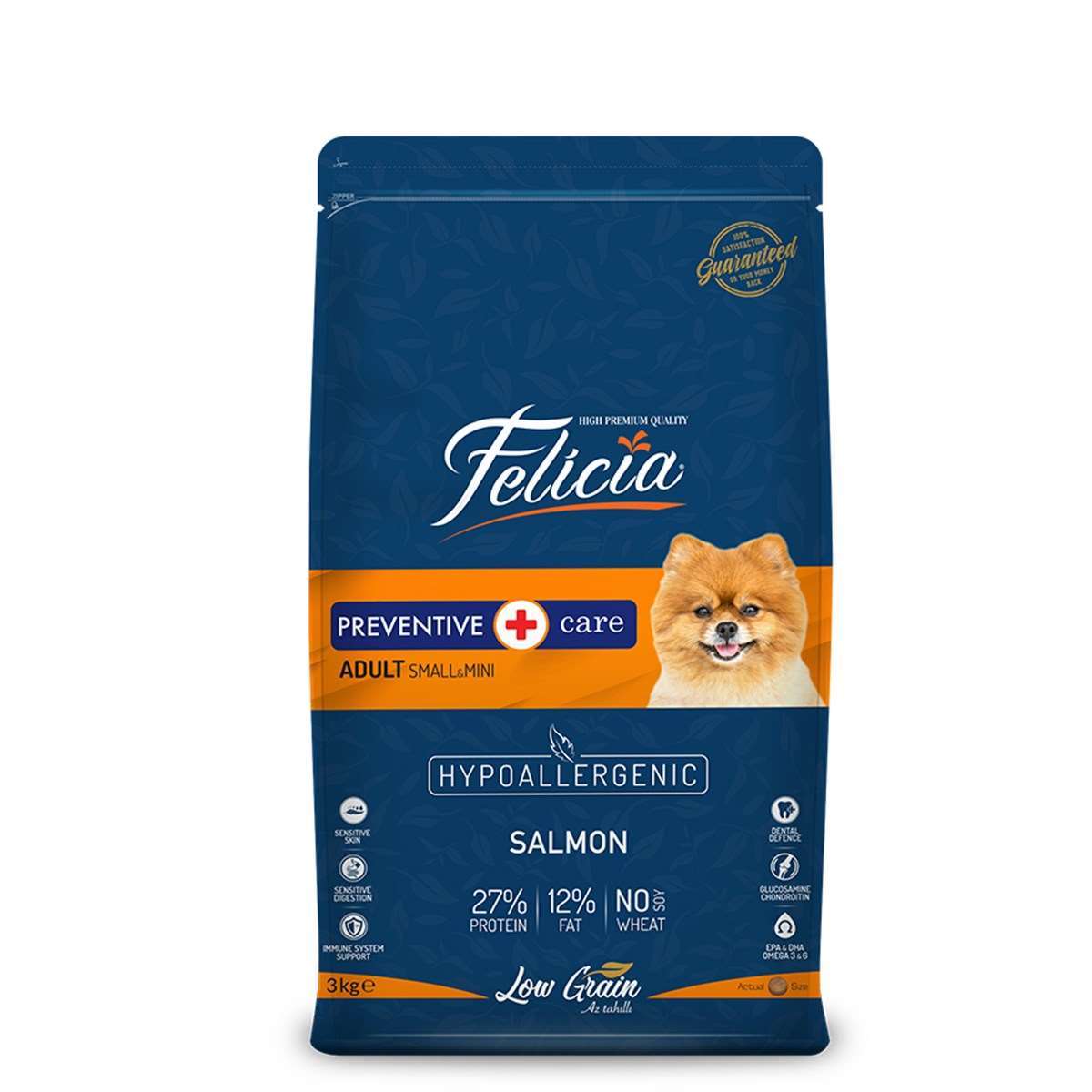 Felicia Düşük Tahıllı Hipoalerjenik Somonlu Küçük Irk (Small- Mini) Köpek Maması 3 Kg(stt.02/2028)