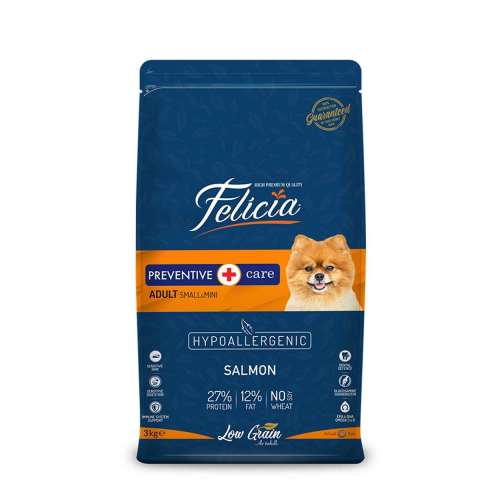 Felicia Düşük Tahıllı Hipoalerjenik Somonlu Küçük Irk (Small- Mini) Köpek Maması 3 Kg(stt.02/2028)