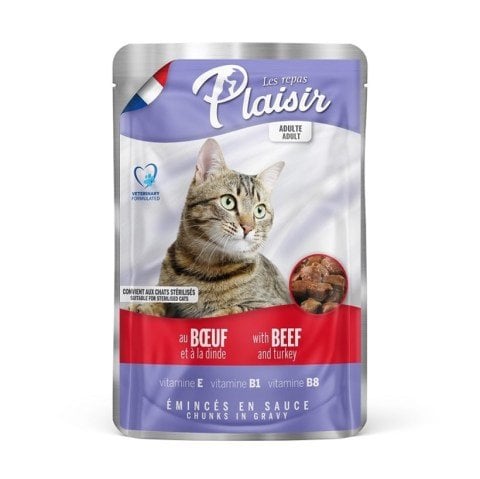 Plaisir Pouch Biftek Ve Hindili Kedi Konservesi 100 Gr.(stt.01/2028)