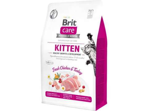 Brit Care Kitten Hypo-Allergenic Sağlıklı Büyüme için Tavuklu ve Hindili Tahılsız Yavru Kedi Maması 7kg(stt.12/2025)