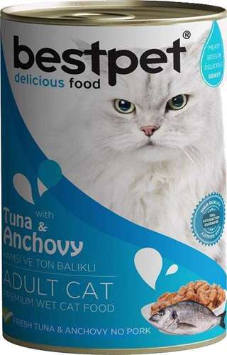 Bestpet Hamsi ve Ton Balıklı Yetişkin Kedi Konservesi 400 gr (stt.07/2027)