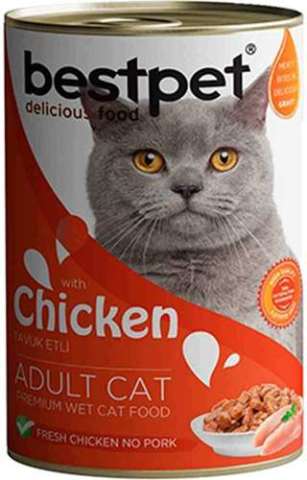 Bestpet Tavuklu Konserve Yetişkin Kedi Maması 400 gr(stt.08/2026)