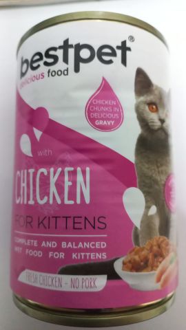 Bestpet Kitten Tavuk Etli Parça Etli ve Jöleli Yavru Kedi Konservesi 400gr (stt.07/2027)