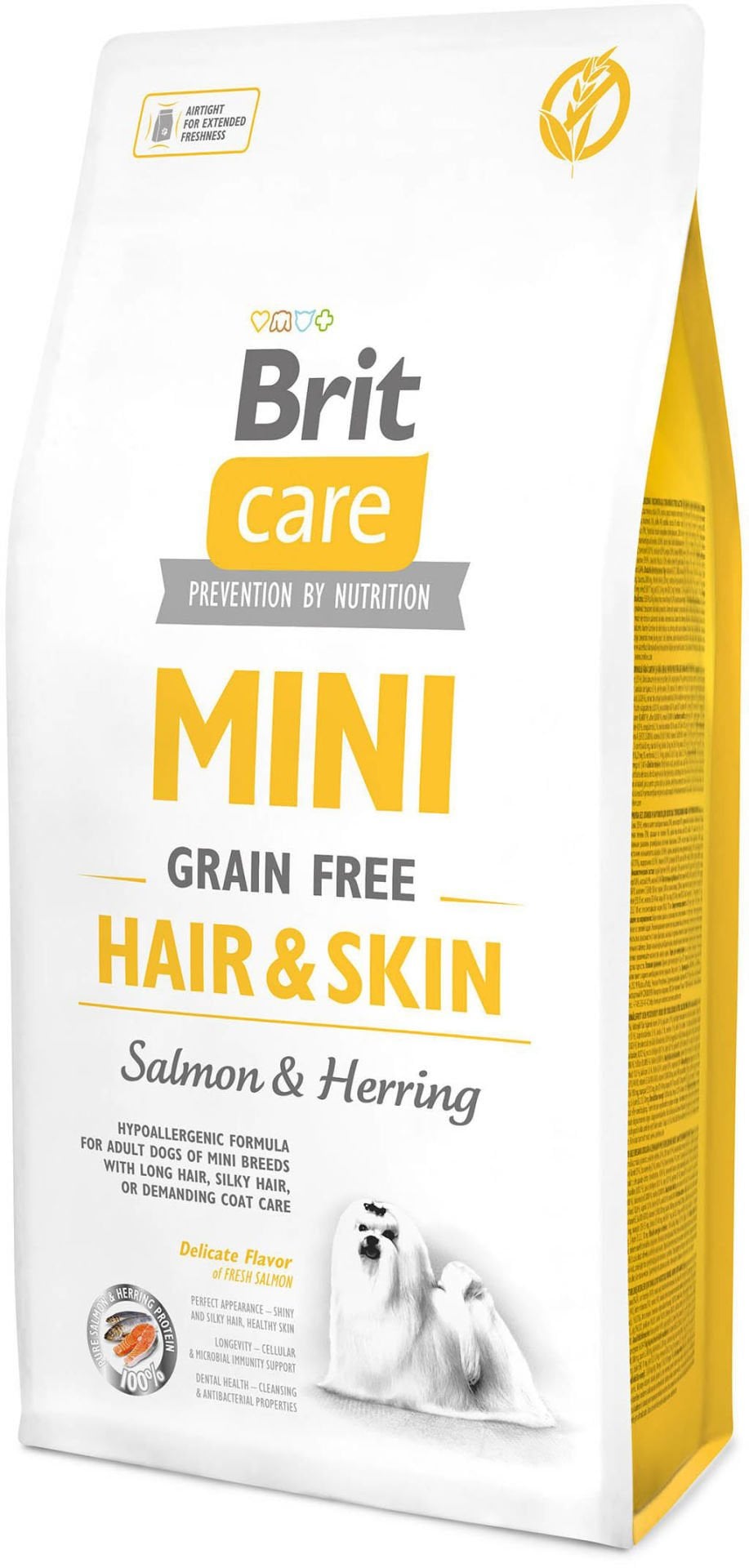Brit Care Mini Hair  & Skin Tahılsız Somon ve Ringa Balıklı Küçük Irk Yetişkin Köpek Maması 7 Kg (stt.11/2027)