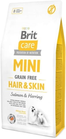 Brit Care Mini Hair  & Skin Tahılsız Somon ve Ringa Balıklı Küçük Irk Yetişkin Köpek Maması 7 Kg (stt.04/2027)