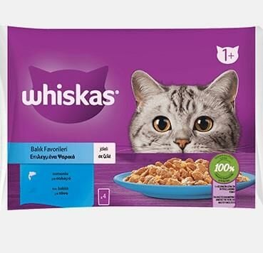 Whiskas Pouch JÖLE içinde (4 lü Paket Balık Çeşitleri Somonlu ve Ton Balıklı ) Yetişkin Kedi Konservesi 85 gr X 4 adet (stt.05/2027)
