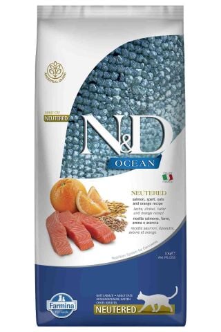 ND Düşük Tahıllı Somon Balıklı Ve Portakallı Kısırlaştırılmış Yetişkin Kedi Maması 10 Kg (stt:11/2026)