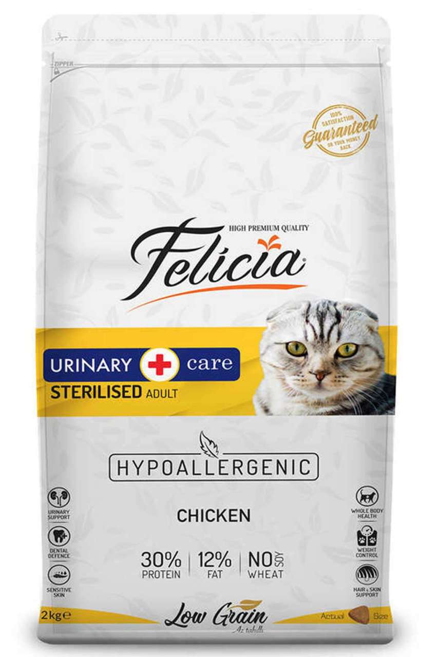 Felicia Düşük Tahıllı Hipoalerjenik Urinary Tavuklu Kısırlaştırılmış Yetişkin Kedi Maması 12 Kg (stt.08/2026)