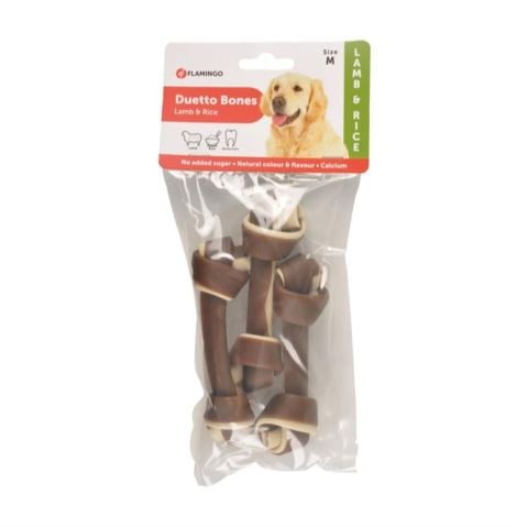 Flamingo Twisted Bones Kuzu Etli Pirinçli Düğüm Köpek Ödül Kemikleri 3 Adet M (120g)