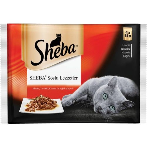Sheba Etli Çeşitler Pounch Yaş Kedi Maması 4 x 85 g(stt.11/2025)