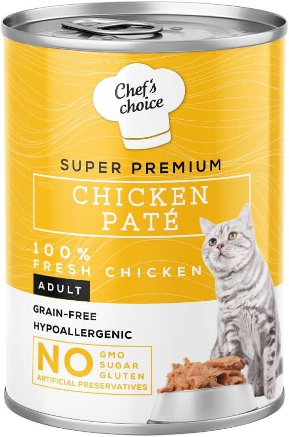 Chefs Choice Tahılsız Hipoalerjenik Tavuk Etli Ezme (pate) Yetişkin Kedi Konservesi 400 gr (stt:11/2027)
