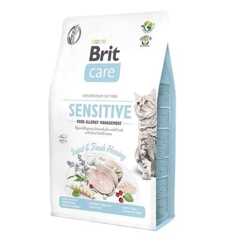 Brit Care Sensitive Food Allergy Managment Böcekli Taze Ringa Balıklı Gıda İntoleransı ve Alerjisi olan Kediler için Tahılsız Mama2 kg (stt.02/2026)