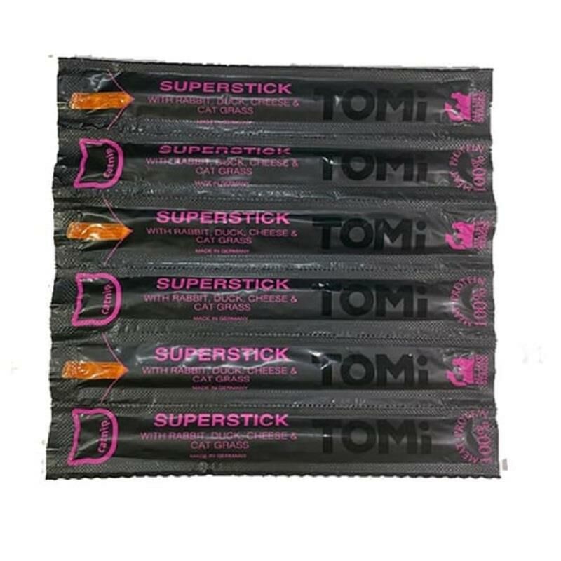 Tomi Superstick Tavşanlı, Ördekli, Peynirli ve Kedi Otlu Kedi Ödülü 6x5gr (stt:09/2025)