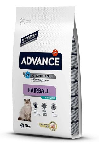 Advance Hairball Sterilized Hindili Kısırlaştırılmış Kedi Maması 10 kg (stt:12/2025)