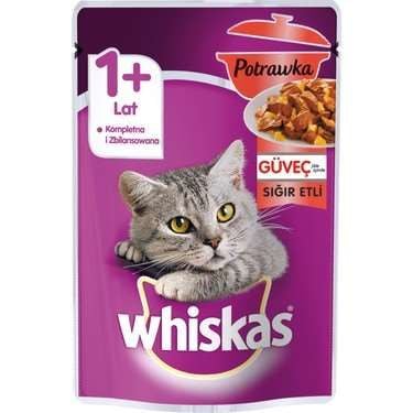 Whiskas Pouch Güveç Sığır Etli Kedi Konservesi 85 gr (stt.10/2024)