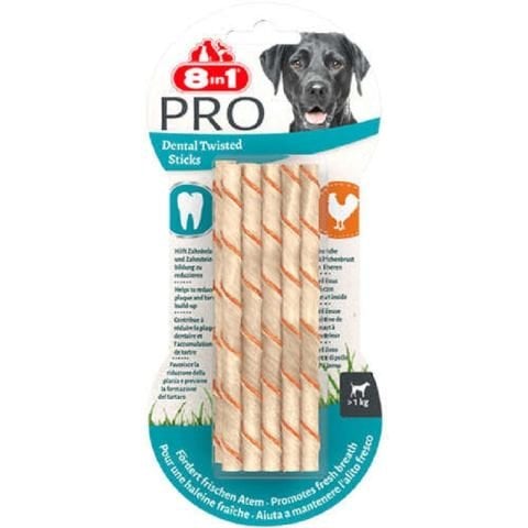 8 in 1  Pro Dental Twisted Sticks Tavuk Etli Köpek Ödül Çubukları 55 g (stt:21/2026)