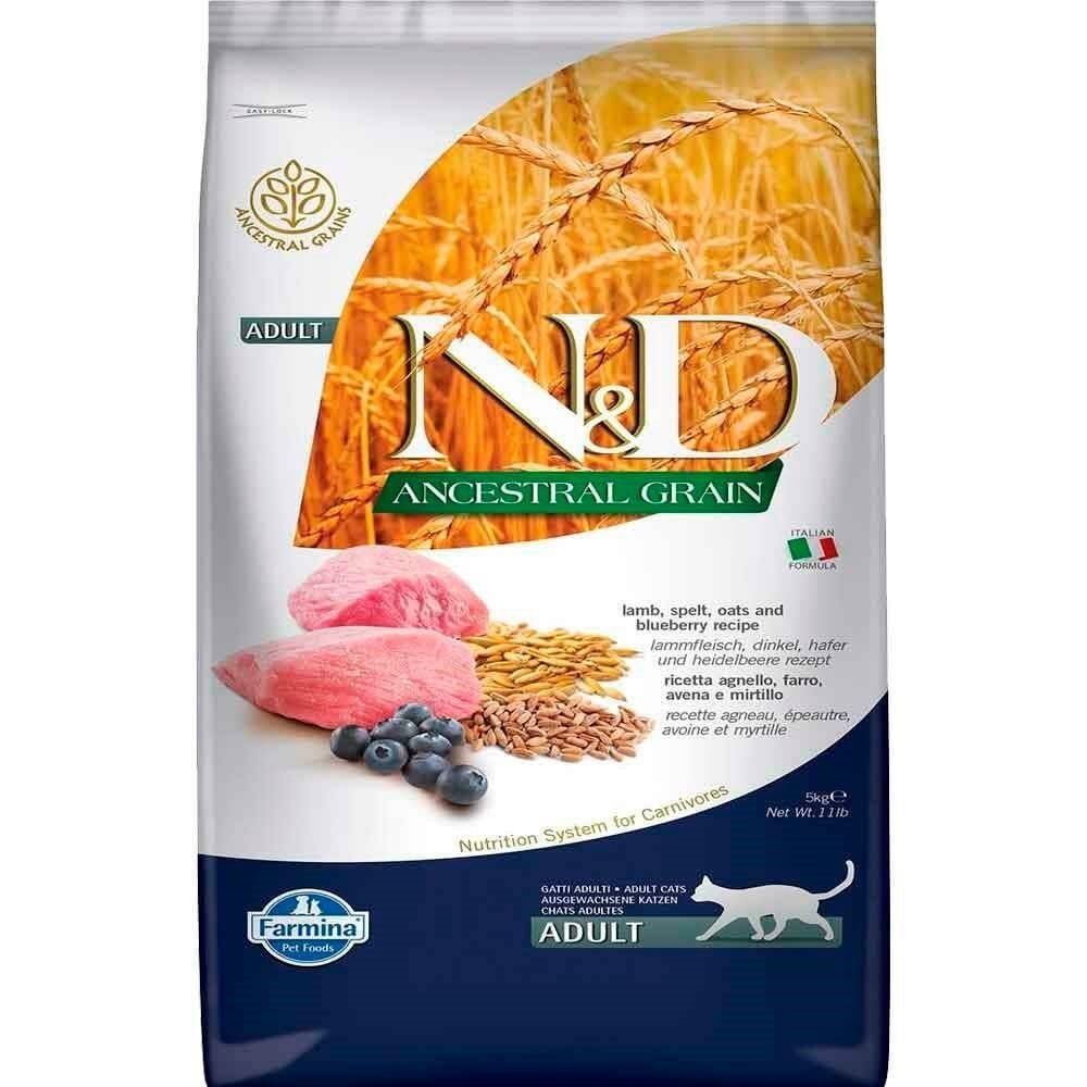 ND Düşük Tahıllı Kuzu Etli ve Yaban Mersinli Yetişkin Kedi Maması 5 kg (stt:09/2027)