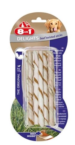 8 in 1 Delights Beef Twisted Sticks Biftekli Sargılı Köpek Ödül Çubukları 10 adet (55g)(stt.12/2027)