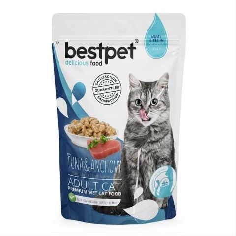 Bestpet Tahılsız Jöle İçinde Ton Balıklı ve Hamsili Yetişkin Kedi Konservesi 85 gr. (stt:10/2026)