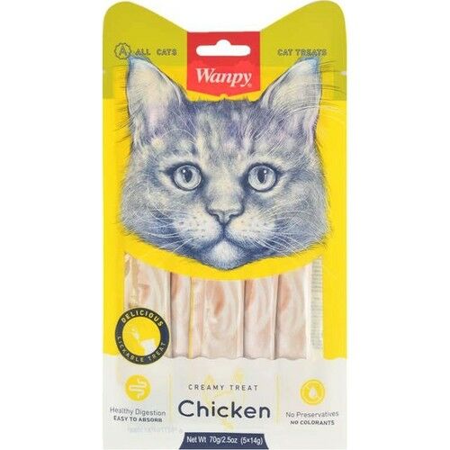 Wanpy Tavuklu Sindirim Sistemi Destekleyici Krema Kedi Ödül Maması 5x14 gr(stt.12/2026)