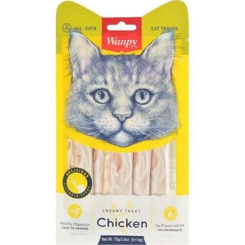 Wanpy Tavuklu Sindirim Sistemi Destekleyici Krema Kedi Ödül Maması 5x14 gr(stt.12/2027)
