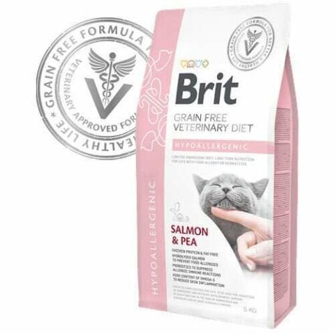 Brit Veterinary Diet Hypoalergenic Deri Sağlığı Destekleyici Tahılsız Kedi Maması 5 kg (stt:08/2026)