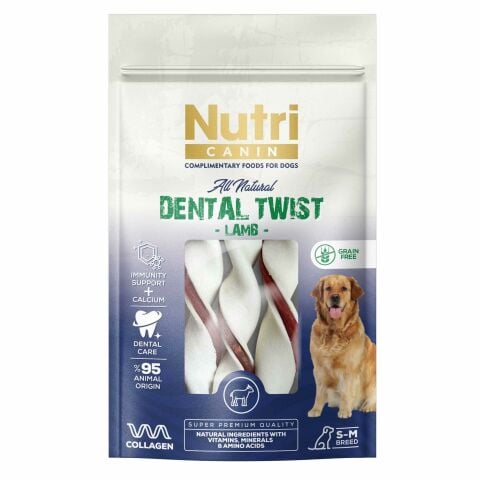 Nutri Canin Dental Twist Kuzu Etli Köpek Ödül Kemik 120 gr (stt.07/2027)