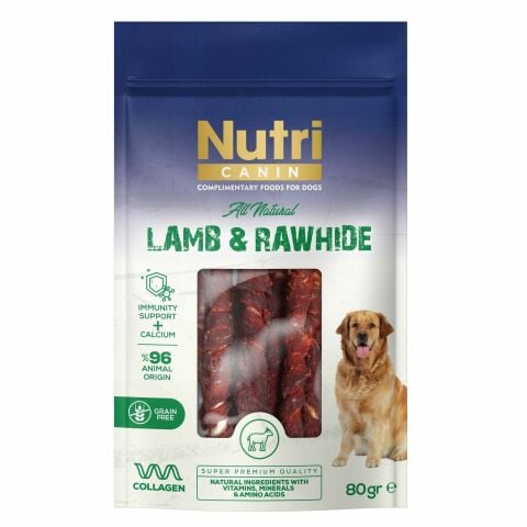 Nutri Canin Kuzu Eti Sarılı Köpek Ödülü Kemikleri 80gr(stt.03/2027)