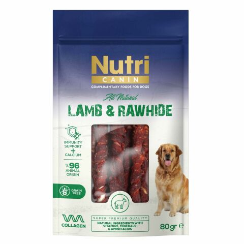 Nutri Canin Kuzu Eti Sarılı Köpek Ödülü Kemikleri 80gr(stt.12/2027)