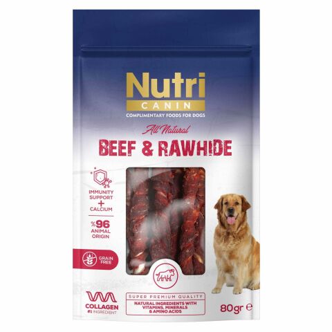 Nutri Canin Sığır Eti Sarılı Köpek Ödül Kemikleri 80gr(stt.03/2027)