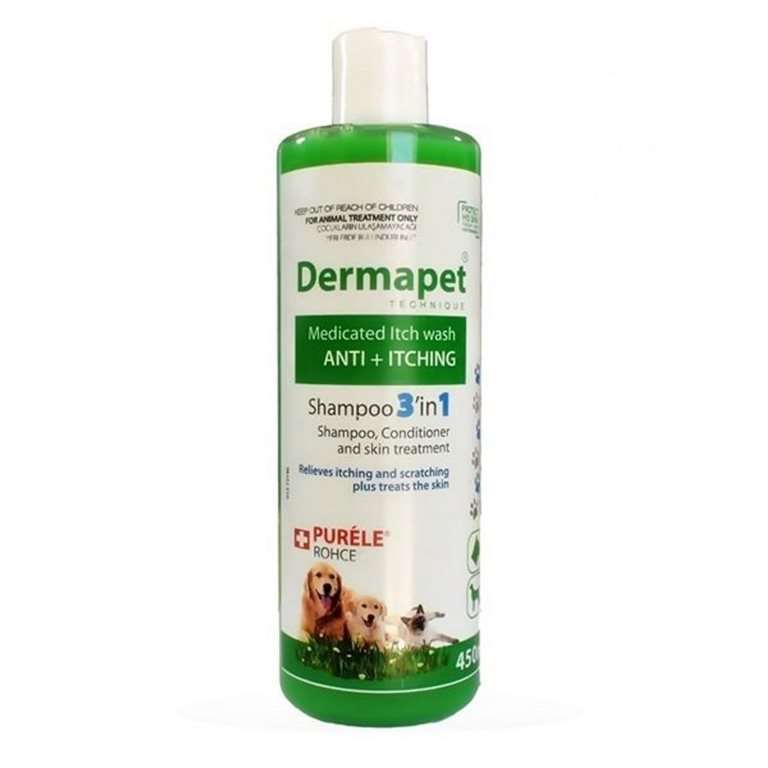 Purele Dermapet Kedi Köpek İçin Dermatolojik Etkili (Anti itching) Kremli Şampuan 3in1 450 ml (stt.06/2029)