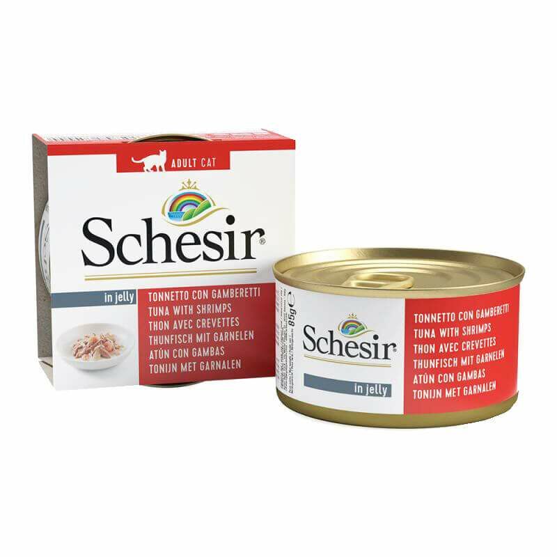 Schesir Jöle içinde Ton Balıklı ve Karidesli Tahılsız Kedi Konservesi 85 gr (stt:03/2027)