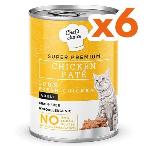 Chefs Choice Tahılsız Hipoalerjenik Tavuk Etli Ezme (pate) Yetişkin Kedi Konservesi 400 gr x 6 ADET (stt: 11/2027)