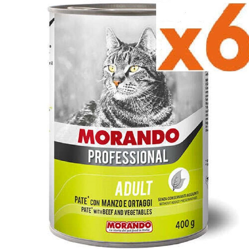 Morando Professional Pate Biftekli Sebzeli Ezme Kedi Konservesi 400 gr X 6 ADET (stt.07/2026)