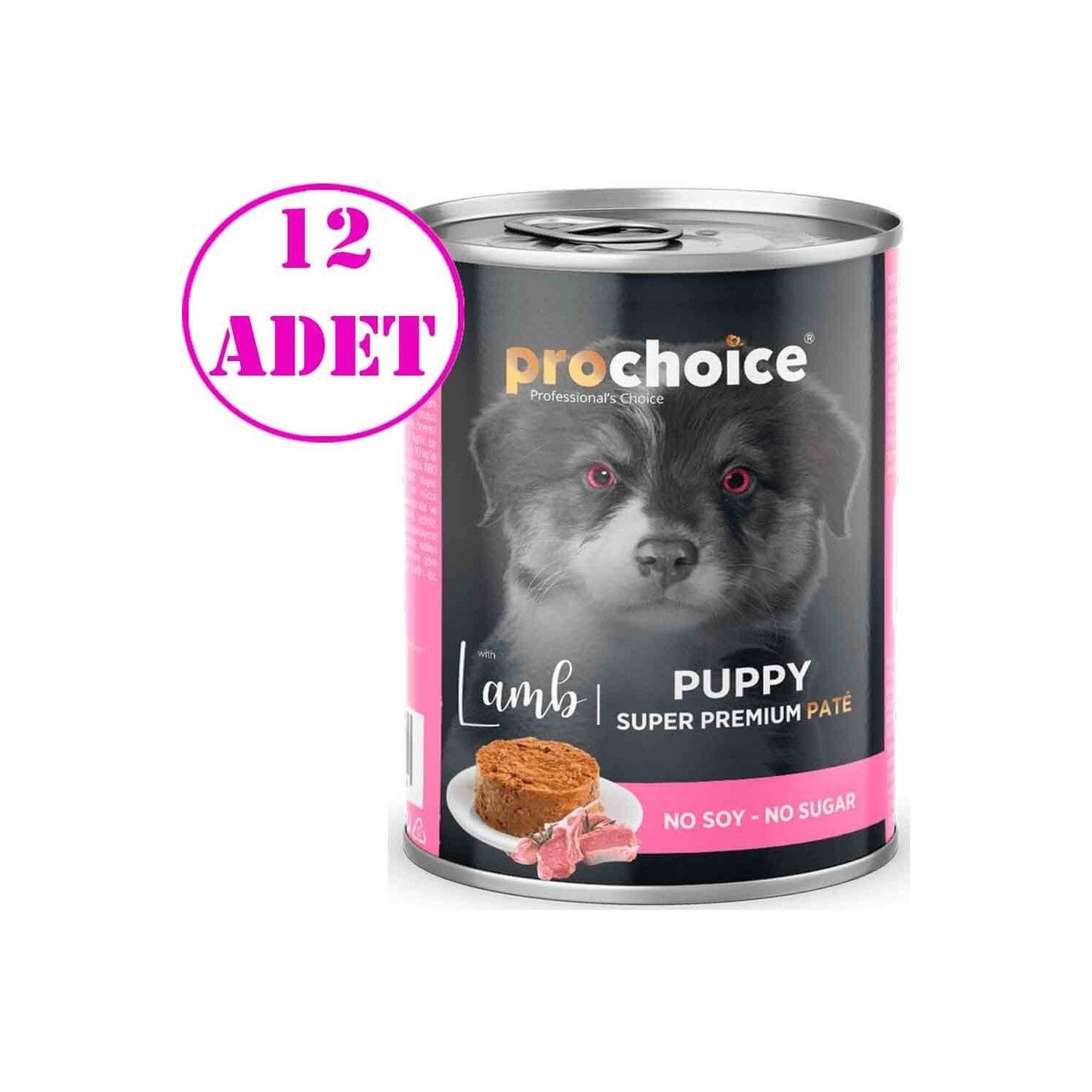 ProChoice Kuzu Etli Şekersiz Ezme Yavru Köpek Konservesi 400gr X 12 ADET (stt.05/2025)