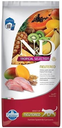 ND Tropical Selection Tavuklu ve Tropikal Meyveli Kısırlaştırılmış Kedi Maması 10 Kg (stt: 03/2027)