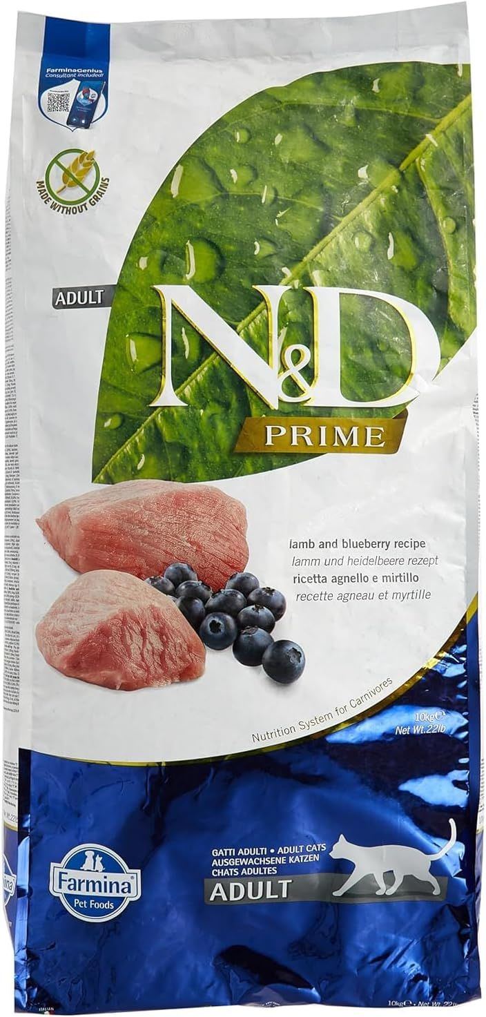 ND Prime Tahılsız Kuzu Etli ve Yaban Mersinli Yetişkin Kedi Maması 10kg (stt: 01/2027)